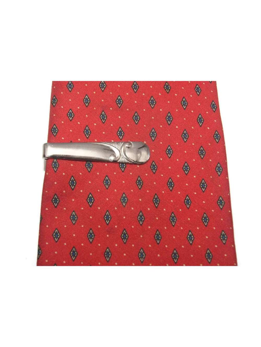 Decorative Vintage Silver Tone Tie Clip.